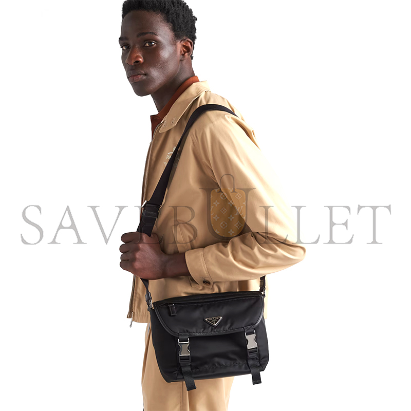 Pra*a re-nylon and saffiano leather shoulder bag 2vd066 (22.5*18*10cm)